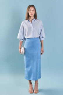 ENGLISH FACTORY - Striped Volume Sleeve Shirt - TOPS available at Objectrare