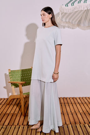 Sheer Hem Mixed Media Maxi Dress