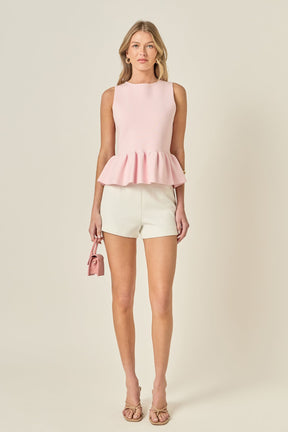 ENGLISH FACTORY - Peplum Sleeveless Knit Top - TOPS available at Objectrare