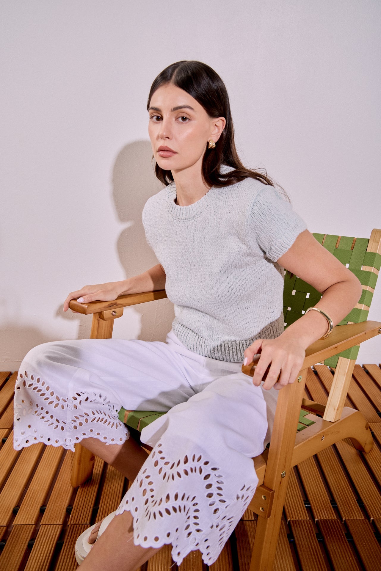 Textured Knit Crew Neck Top