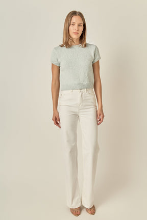 Textured Knit Crew Neck Top
