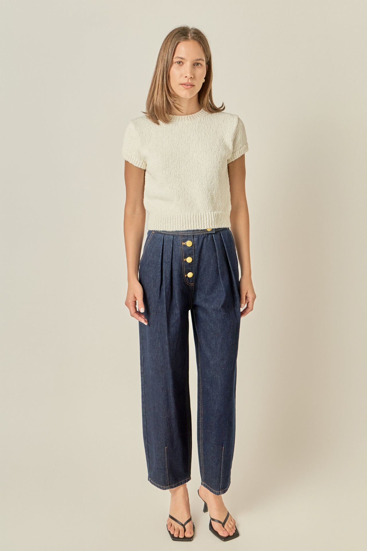 Textured Knit Crew Neck Top