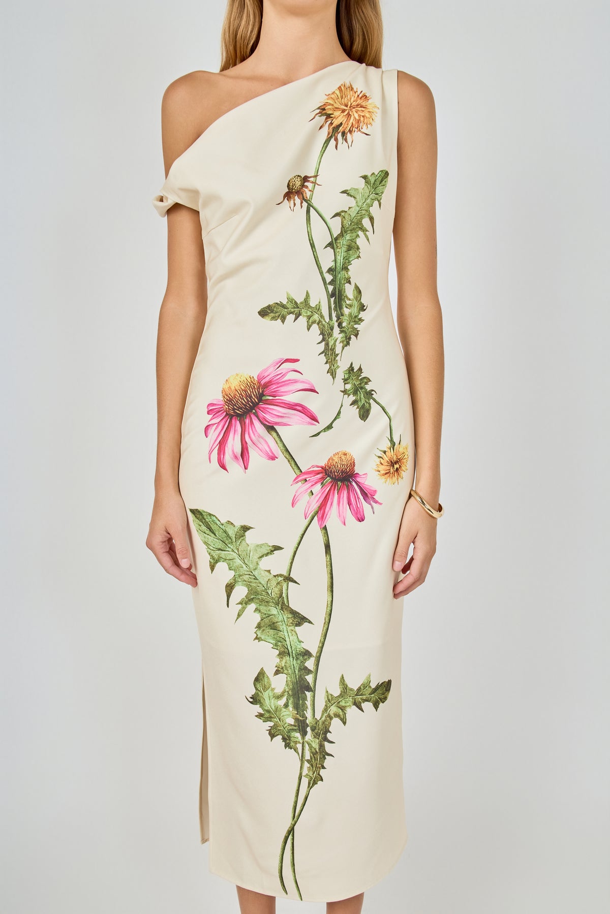 ENDLESS ROSE - One Shoulder Flower Detail Maxi Dress - DRESSES available at Objectrare