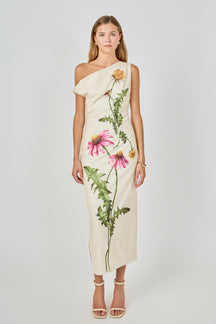 ENDLESS ROSE - One Shoulder Flower Detail Maxi Dress - DRESSES available at Objectrare