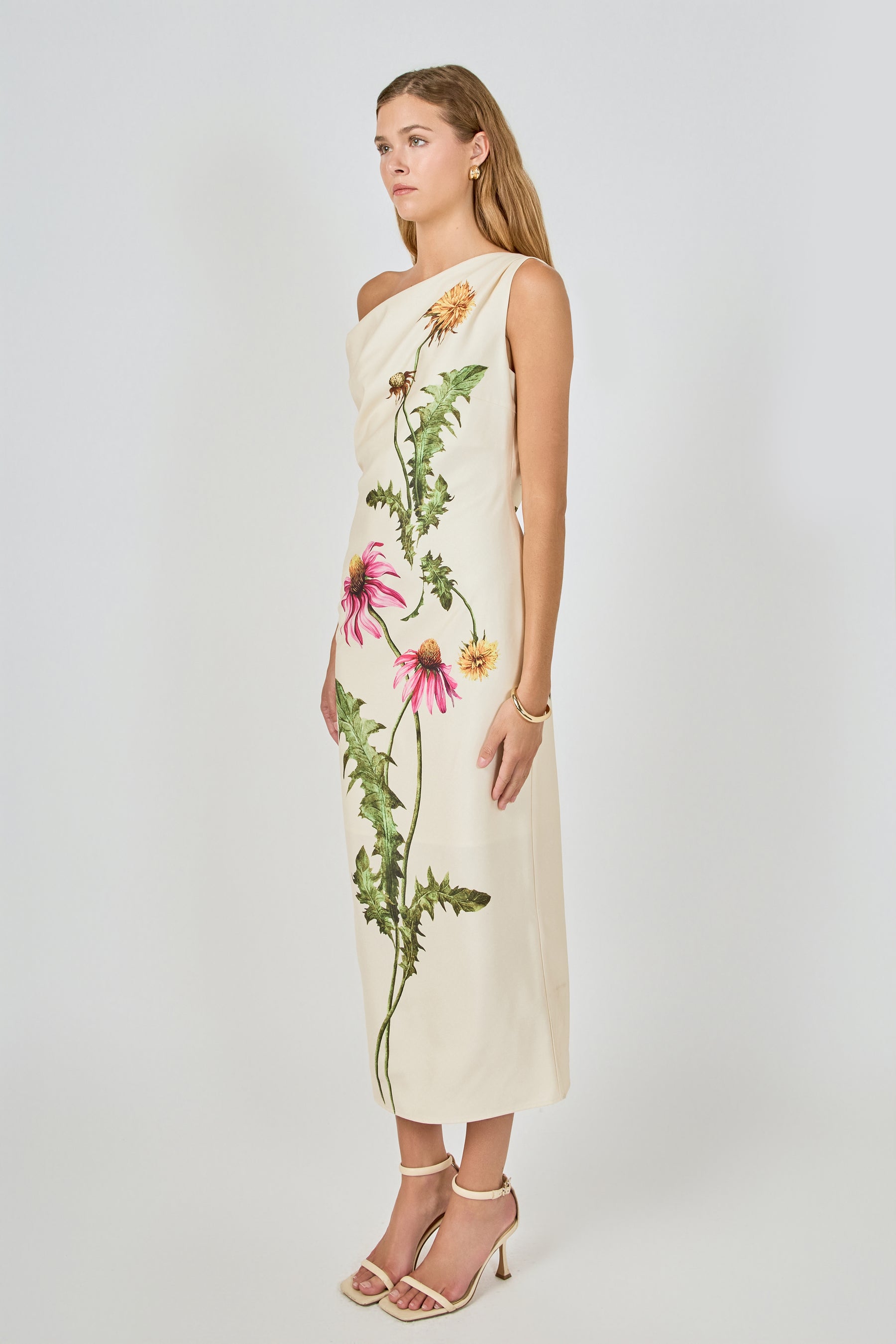 ENDLESS ROSE - One Shoulder Flower Detail Maxi Dress - DRESSES available at Objectrare