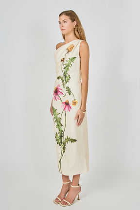 ENDLESS ROSE - One Shoulder Flower Detail Maxi Dress - DRESSES available at Objectrare