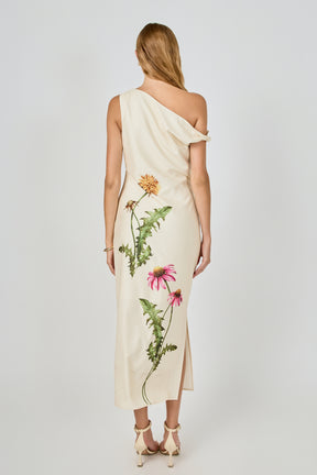 ENDLESS ROSE - One Shoulder Flower Detail Maxi Dress - DRESSES available at Objectrare