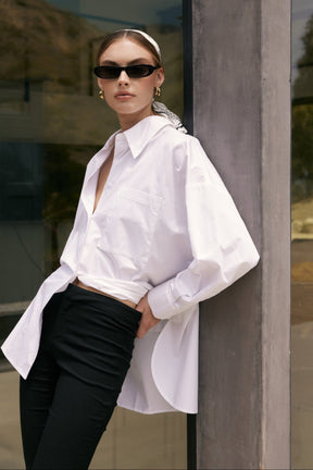 ENGLISH FACTORY - Oversized Poplin Button-Down Shirt - SHIRTS & BLOUSES available at Objectrare