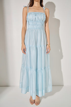 ENGLISH FACTORY - Smocked Tie Strap Maxi Dress - DRESSES available at Objectrare