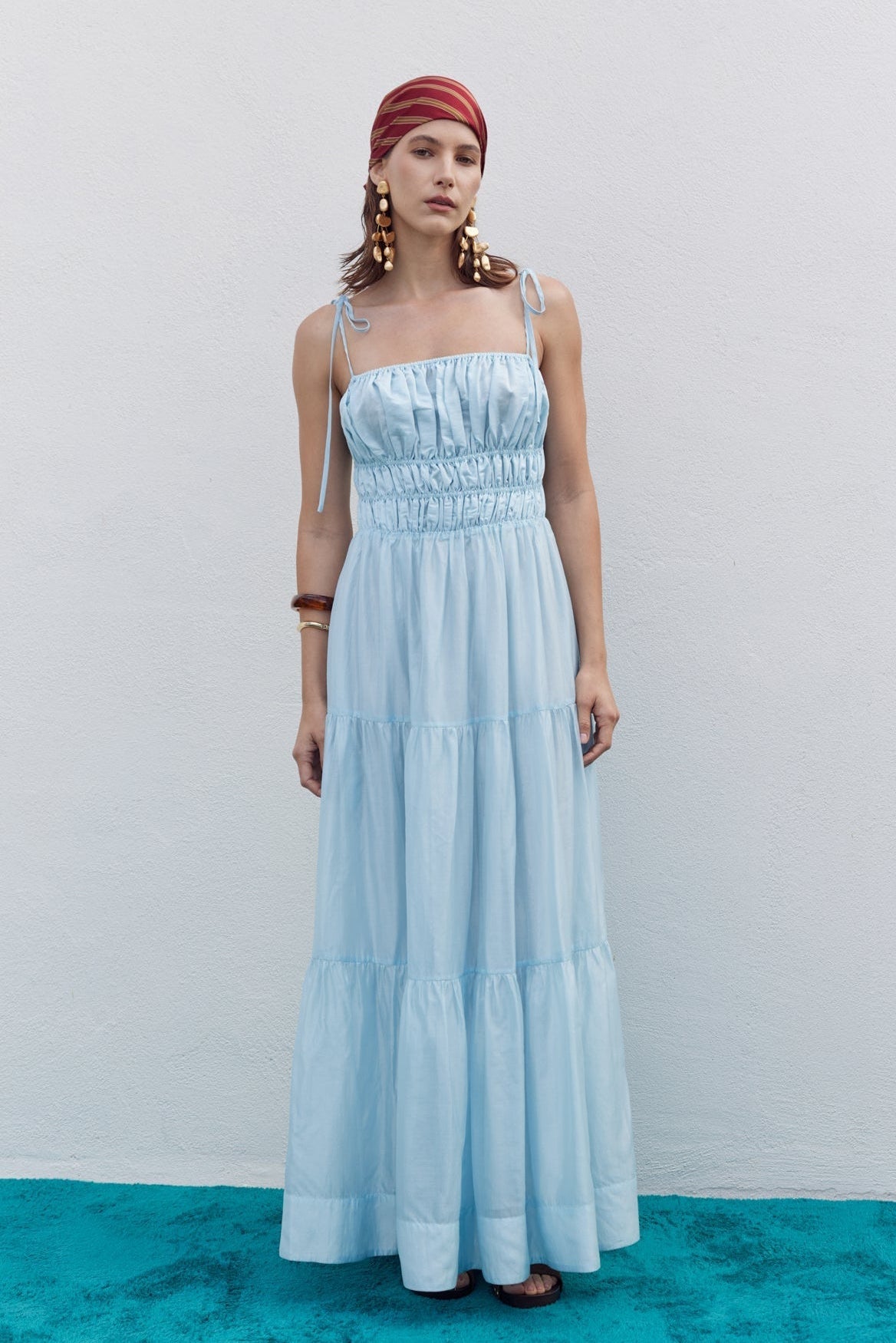 ENGLISH FACTORY - Smocked Tie Strap Maxi Dress - DRESSES available at Objectrare