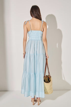 ENGLISH FACTORY - Smocked Tie Strap Maxi Dress - DRESSES available at Objectrare