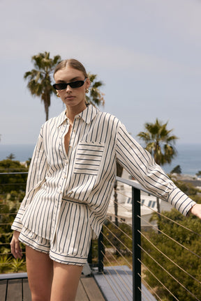 ENGLISH FACTORY - Oversized Striped Button-Down Shirt - SHIRTS & BLOUSES available at Objectrare