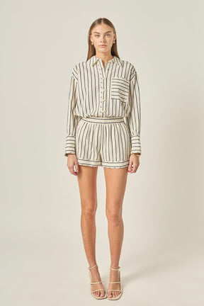 ENGLISH FACTORY - Oversized Striped Button-Down Shirt - SHIRTS & BLOUSES available at Objectrare