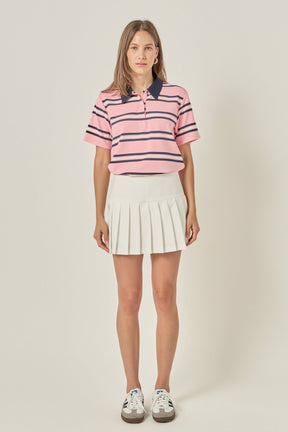 ENGLISH FACTORY - Stripe Collared Knit Top - TOPS available at Objectrare