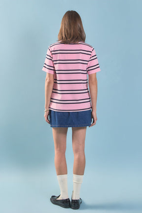 ENGLISH FACTORY - Stripe Collared Knit Top - TOPS available at Objectrare