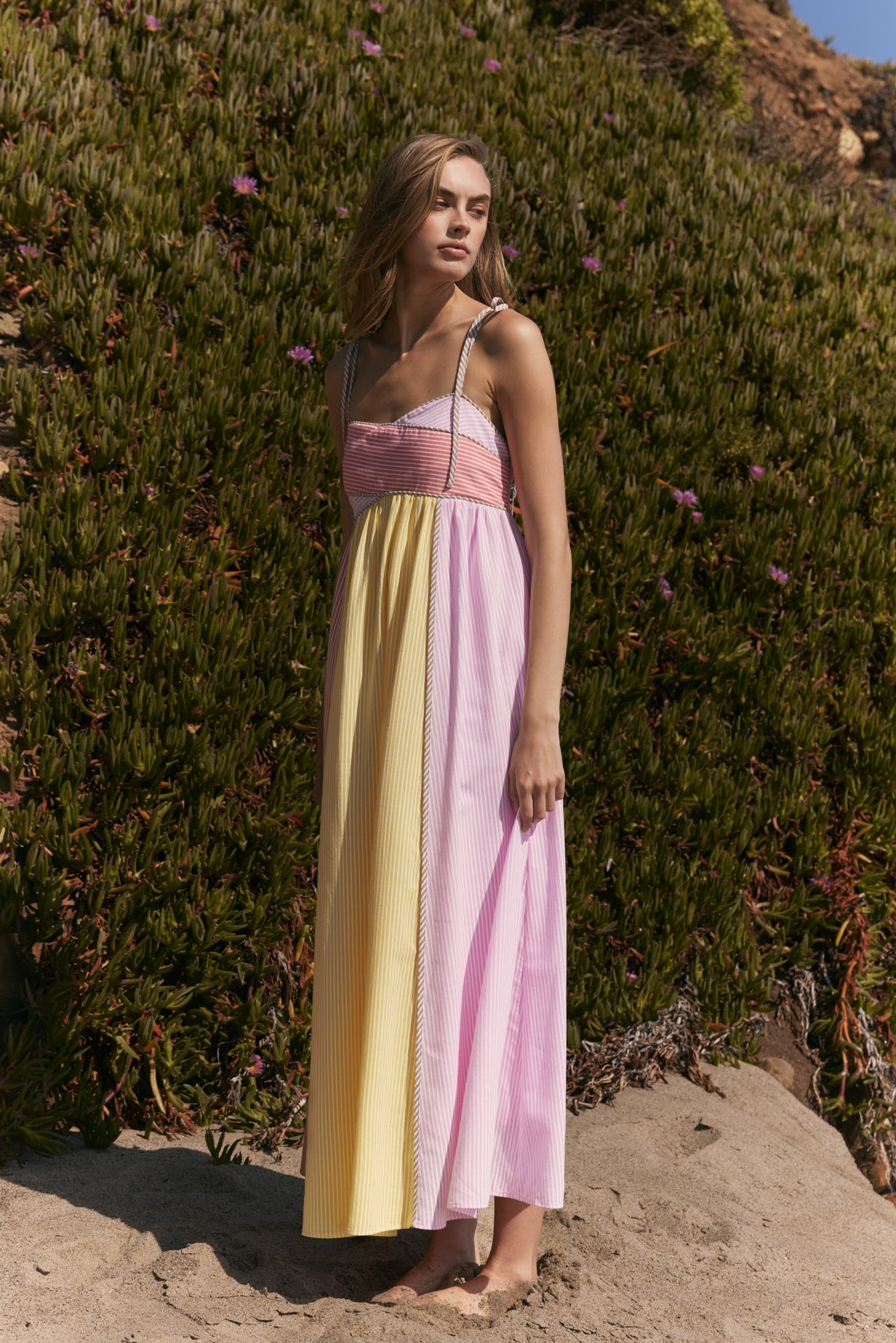 ENGLISH FACTORY - Colorblock Stripe Tie-Strap Maxi Dress - DRESSES available at Objectrare