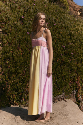 ENGLISH FACTORY - Colorblock Stripe Tie-Strap Maxi Dress - DRESSES available at Objectrare