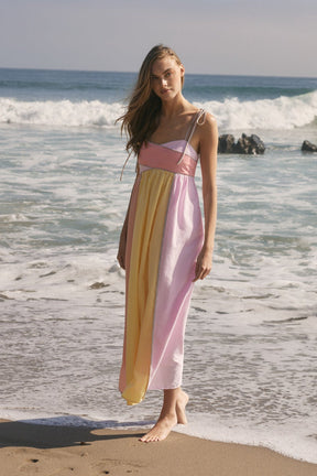 ENGLISH FACTORY - Colorblock Stripe Tie-Strap Maxi Dress - DRESSES available at Objectrare