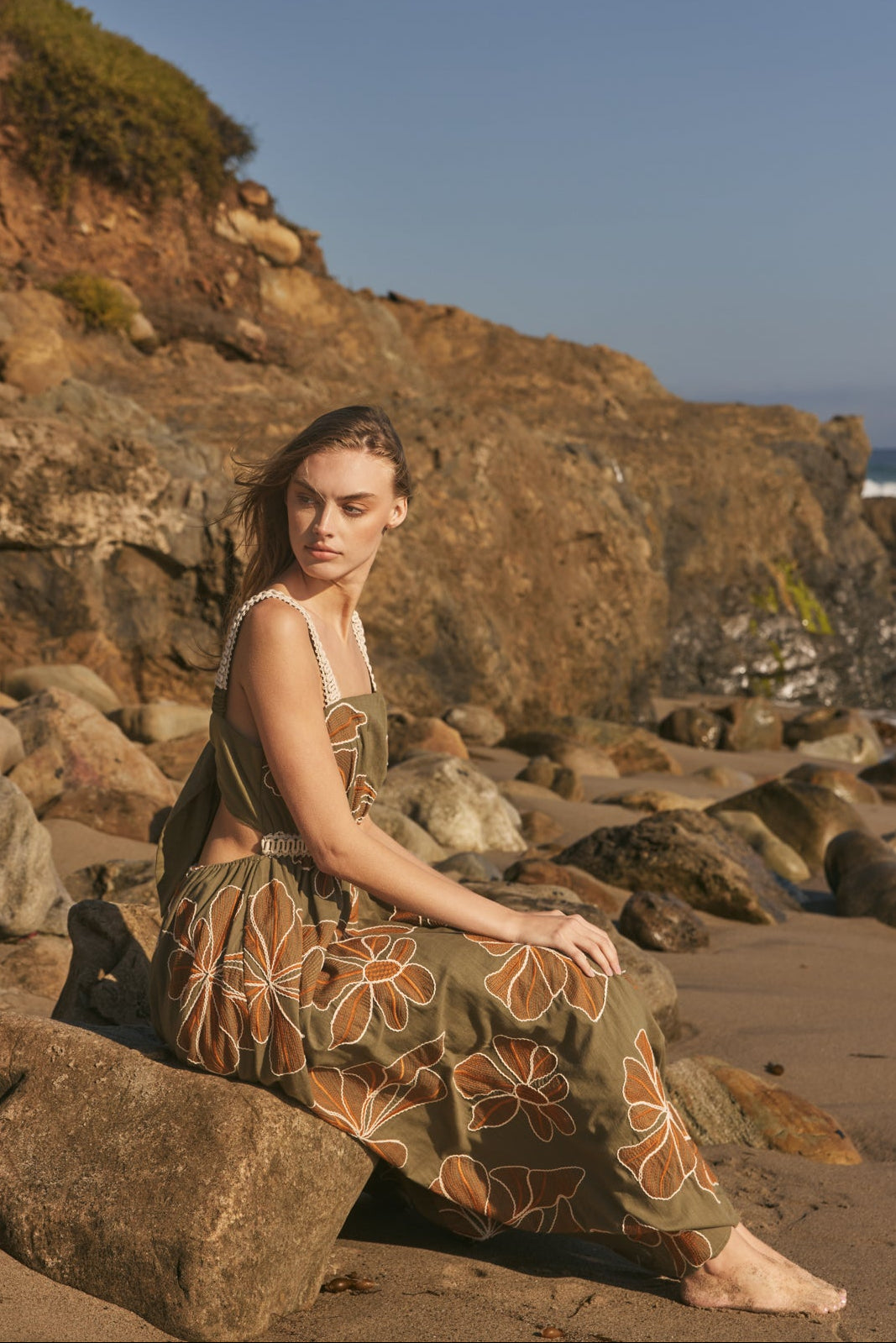 ENGLISH FACTORY - Embroidered Floral Tie-Back Cutout Maxi Dress - DRESSES available at Objectrare