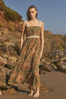 ENGLISH FACTORY - Embroidered Floral Tie-Back Cutout Maxi Dress - DRESSES available at Objectrare