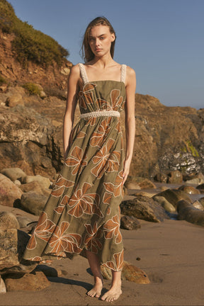 ENGLISH FACTORY - Embroidered Floral Tie-Back Cutout Maxi Dress - DRESSES available at Objectrare