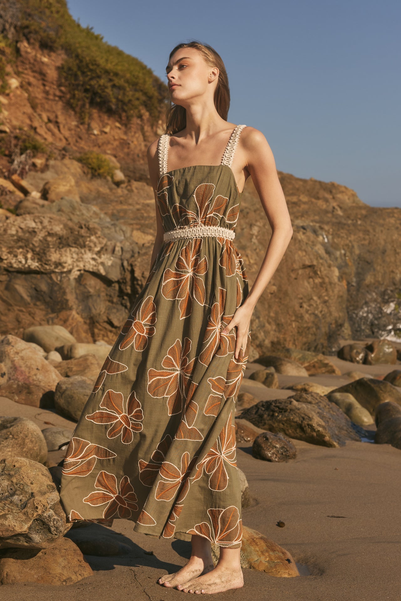 ENGLISH FACTORY - Embroidered Floral Tie-Back Cutout Maxi Dress - DRESSES available at Objectrare