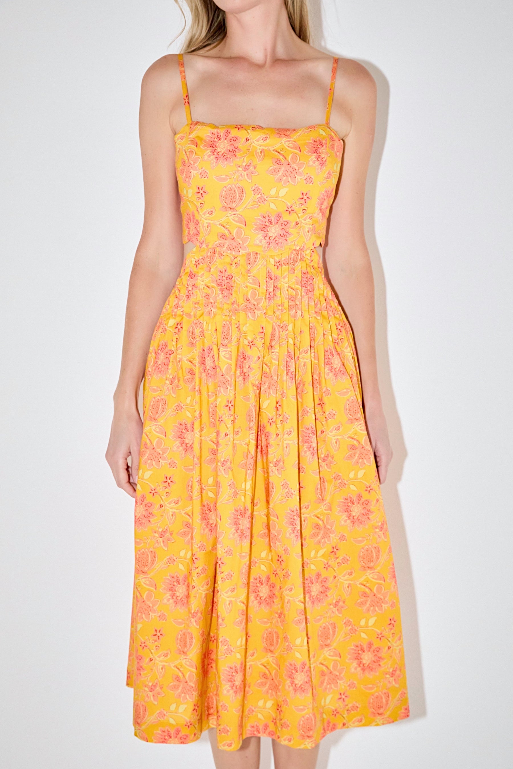 Print Scallop Midi Dress