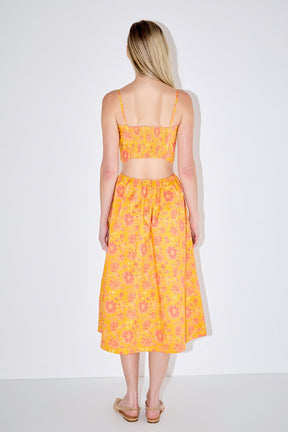 Print Scallop Midi Dress