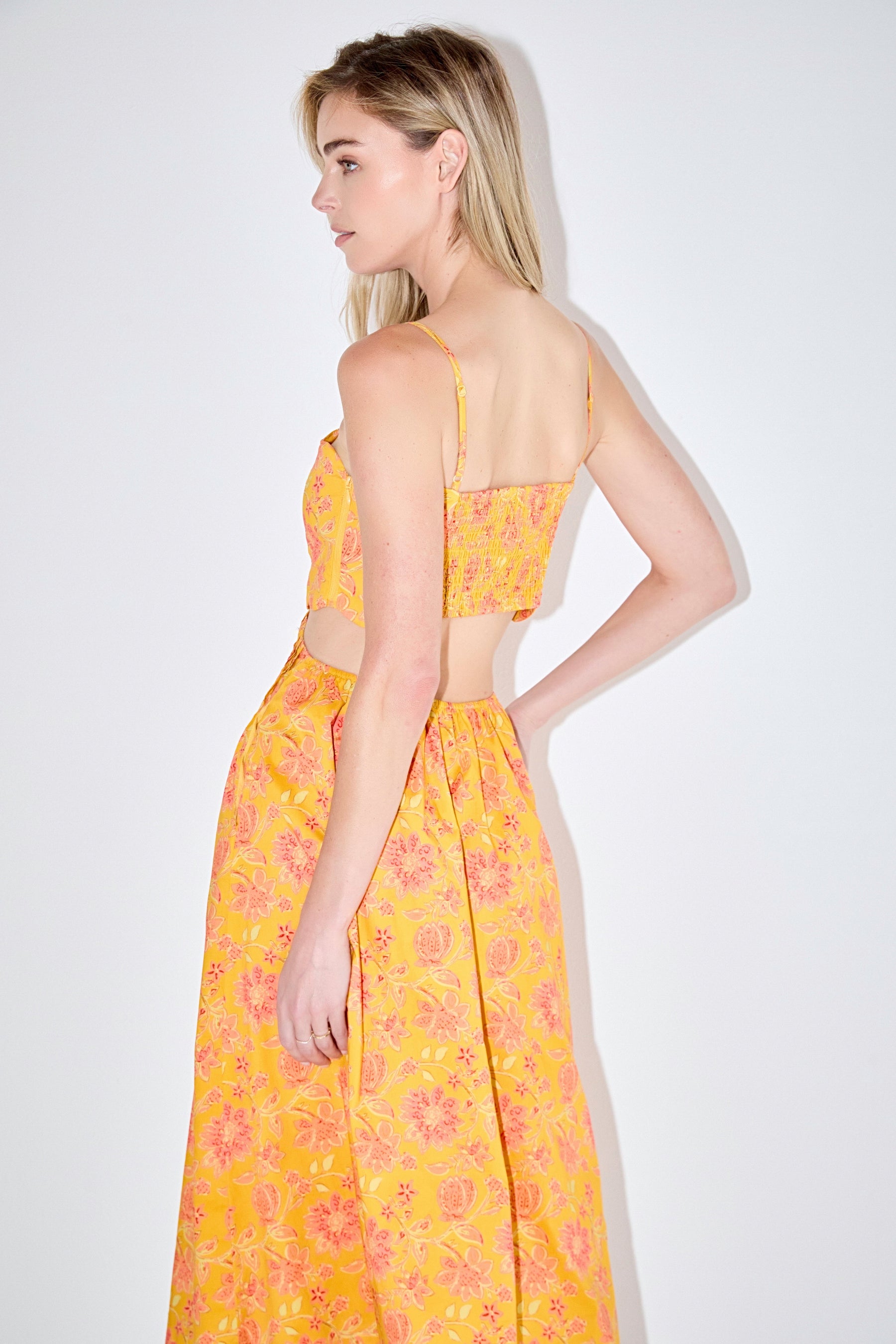 Print Scallop Midi Dress