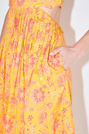 Print Scallop Midi Dress