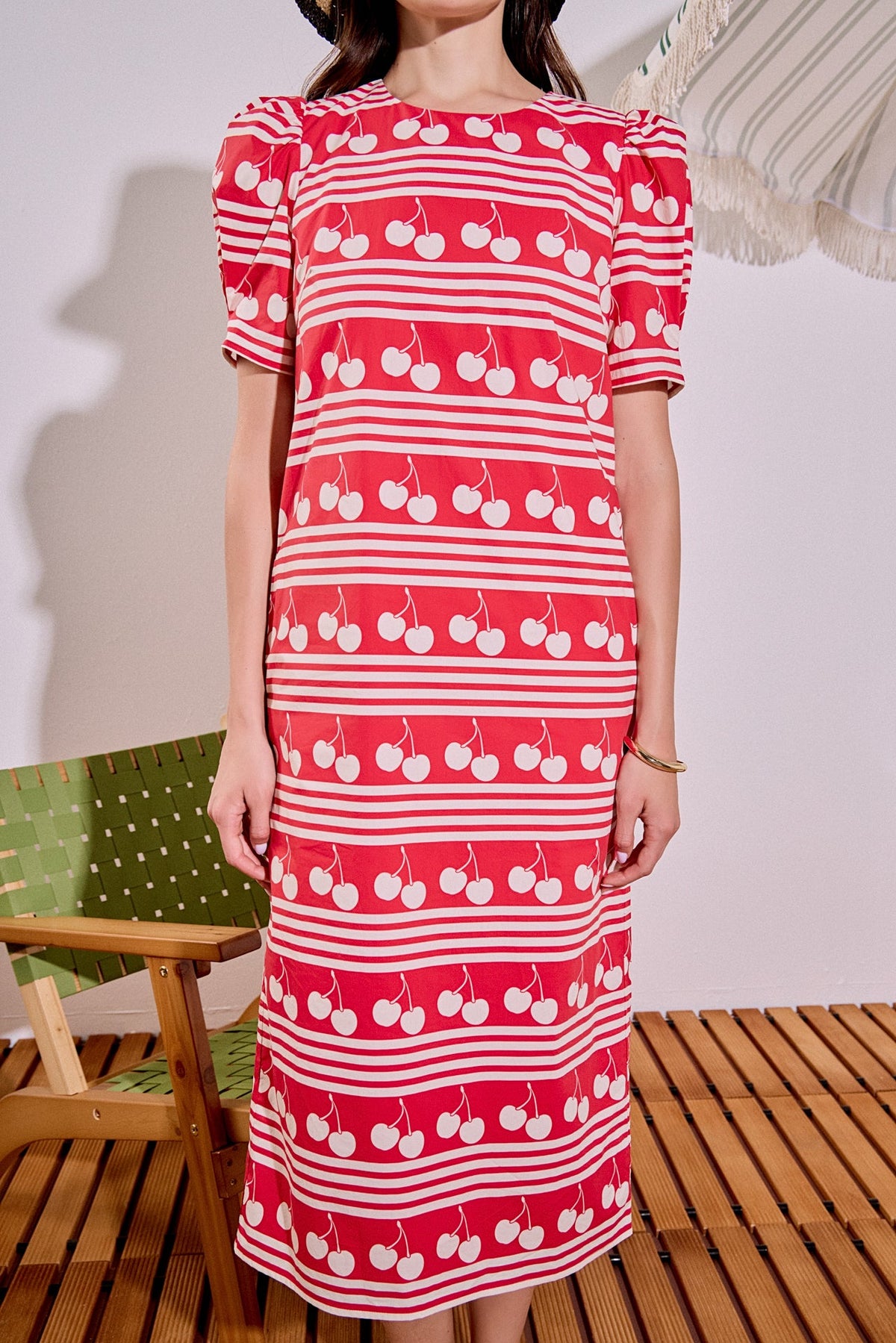 Cherry Printed Midi Dress