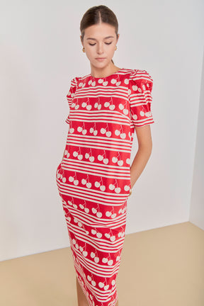 ENGLISH FACTORY - Cherry Printed Midi Dress - DRESSES available at Objectrare