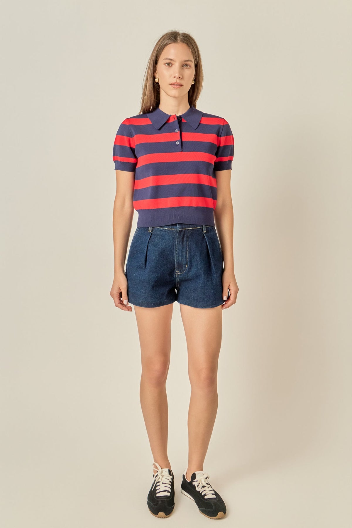 Rugby Stripe Cropped Polo