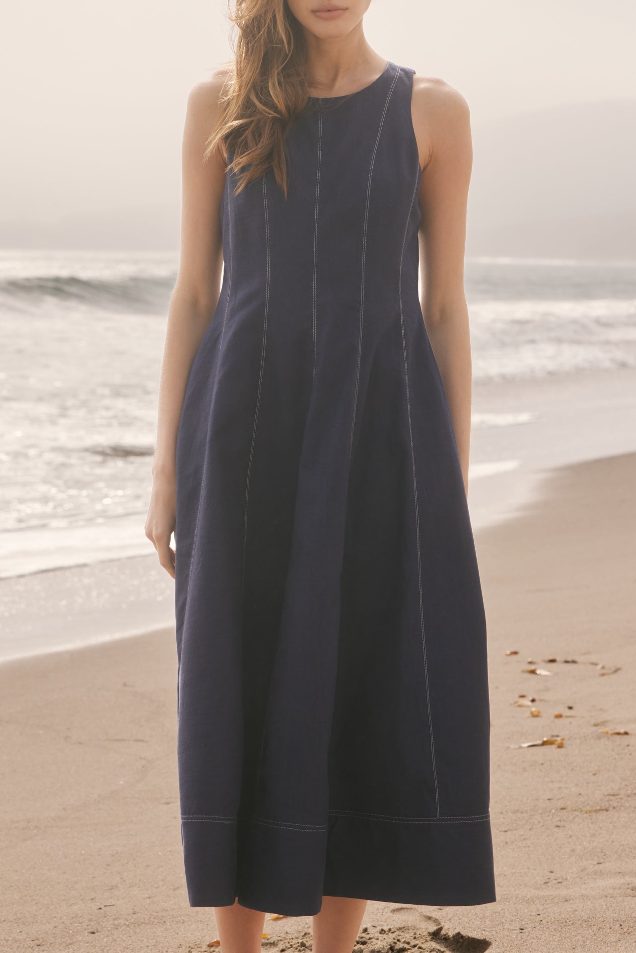 ENGLISH FACTORY - Linen Stitch Detail Midi Dress - DRESSES available at Objectrare