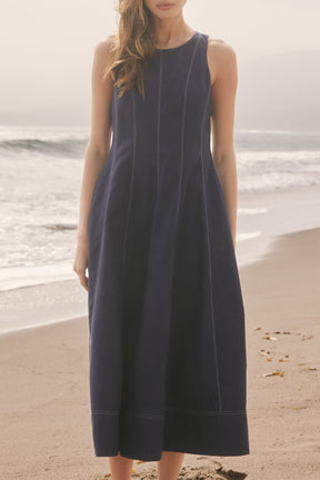 ENGLISH FACTORY - Linen Stitch Detail Midi Dress - DRESSES available at Objectrare