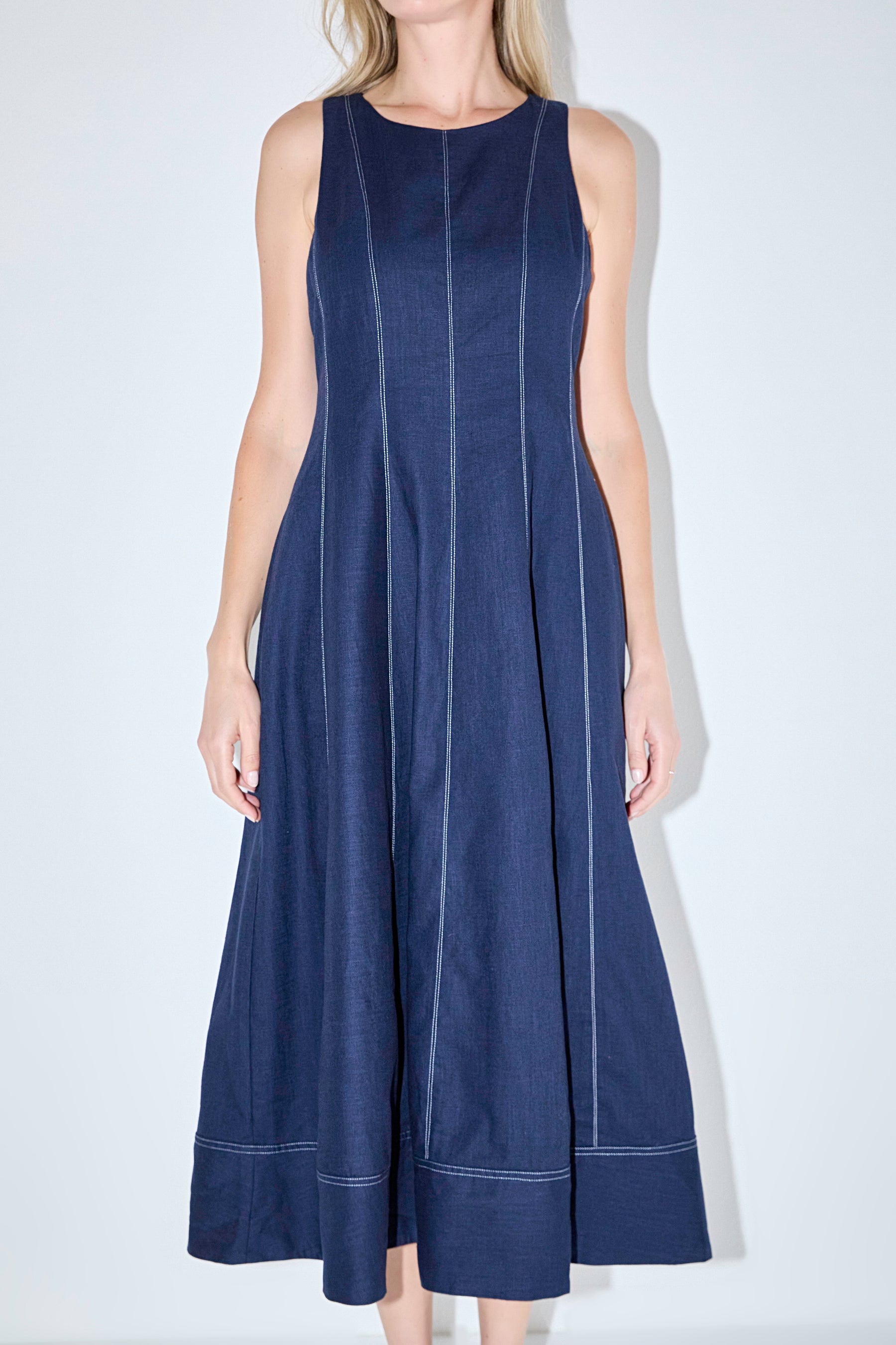 ENGLISH FACTORY - Linen Stitch Detail Midi Dress - DRESSES available at Objectrare