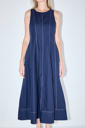 ENGLISH FACTORY - Linen Stitch Detail Midi Dress - DRESSES available at Objectrare
