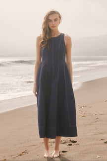ENGLISH FACTORY - Linen Stitch Detail Midi Dress - DRESSES available at Objectrare