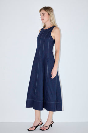 ENGLISH FACTORY - Linen Stitch Detail Midi Dress - DRESSES available at Objectrare