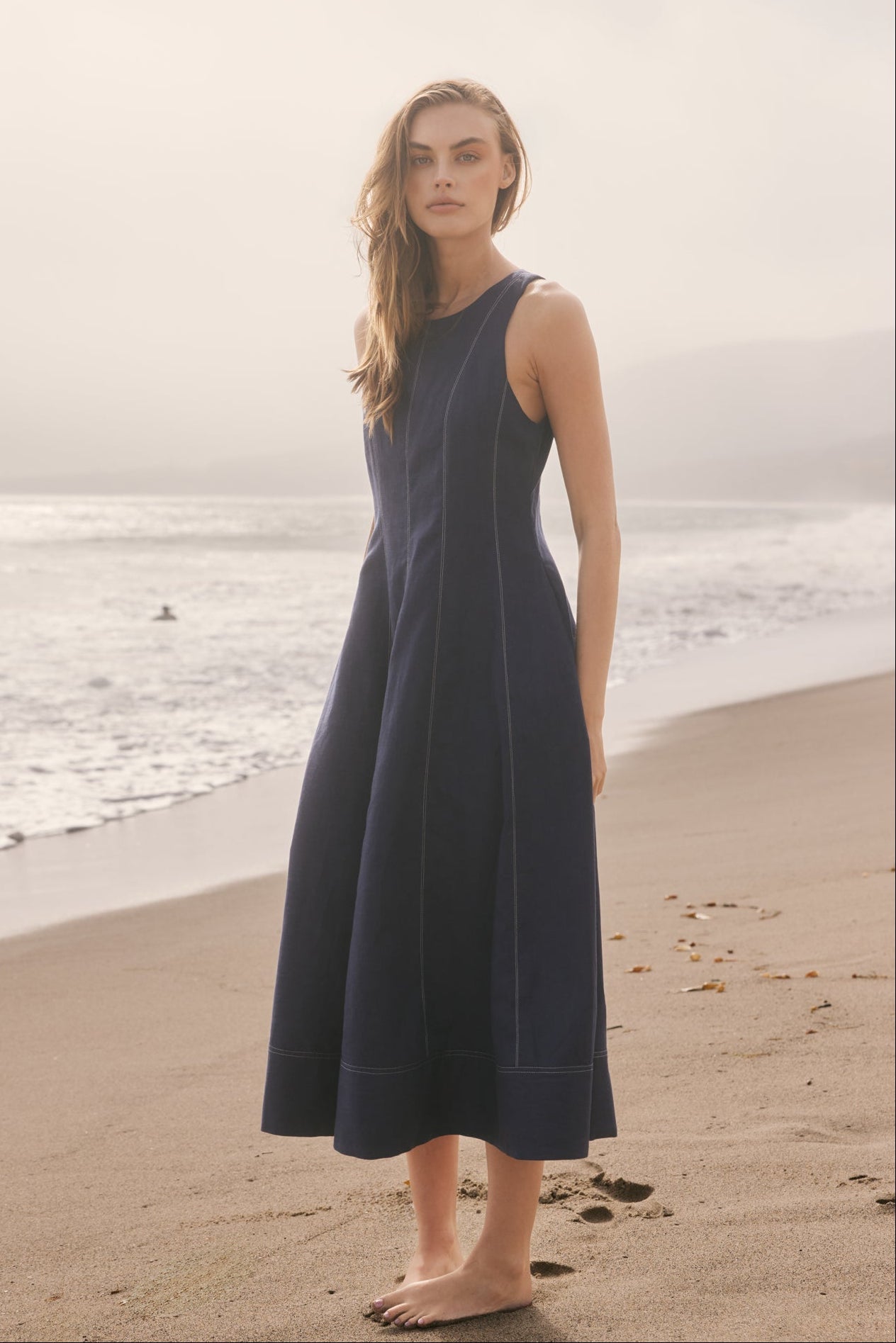 ENGLISH FACTORY - Linen Stitch Detail Midi Dress - DRESSES available at Objectrare