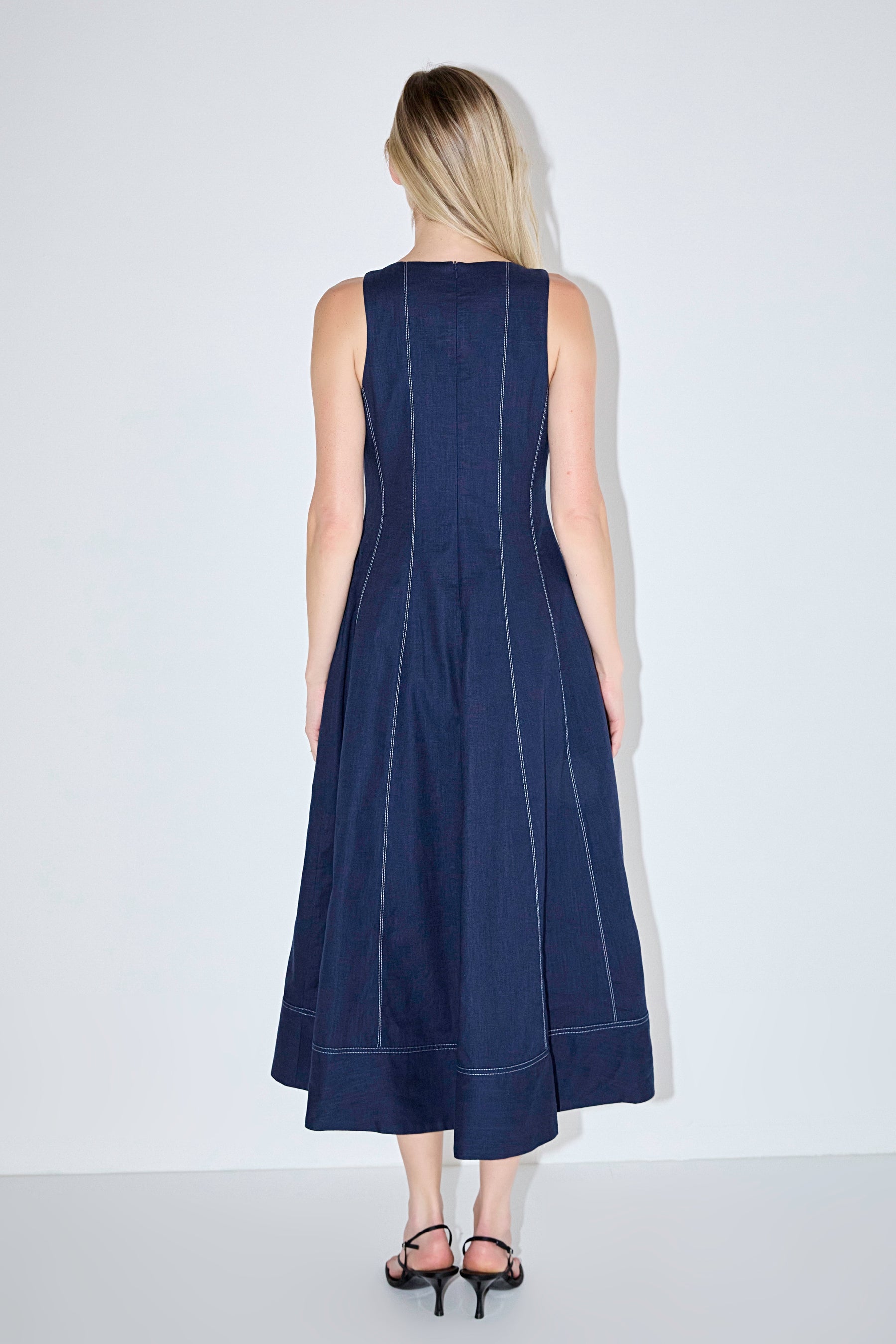 ENGLISH FACTORY - Linen Stitch Detail Midi Dress - DRESSES available at Objectrare