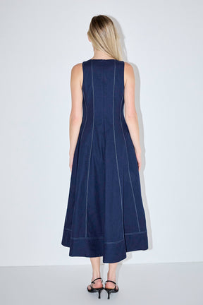 ENGLISH FACTORY - Linen Stitch Detail Midi Dress - DRESSES available at Objectrare