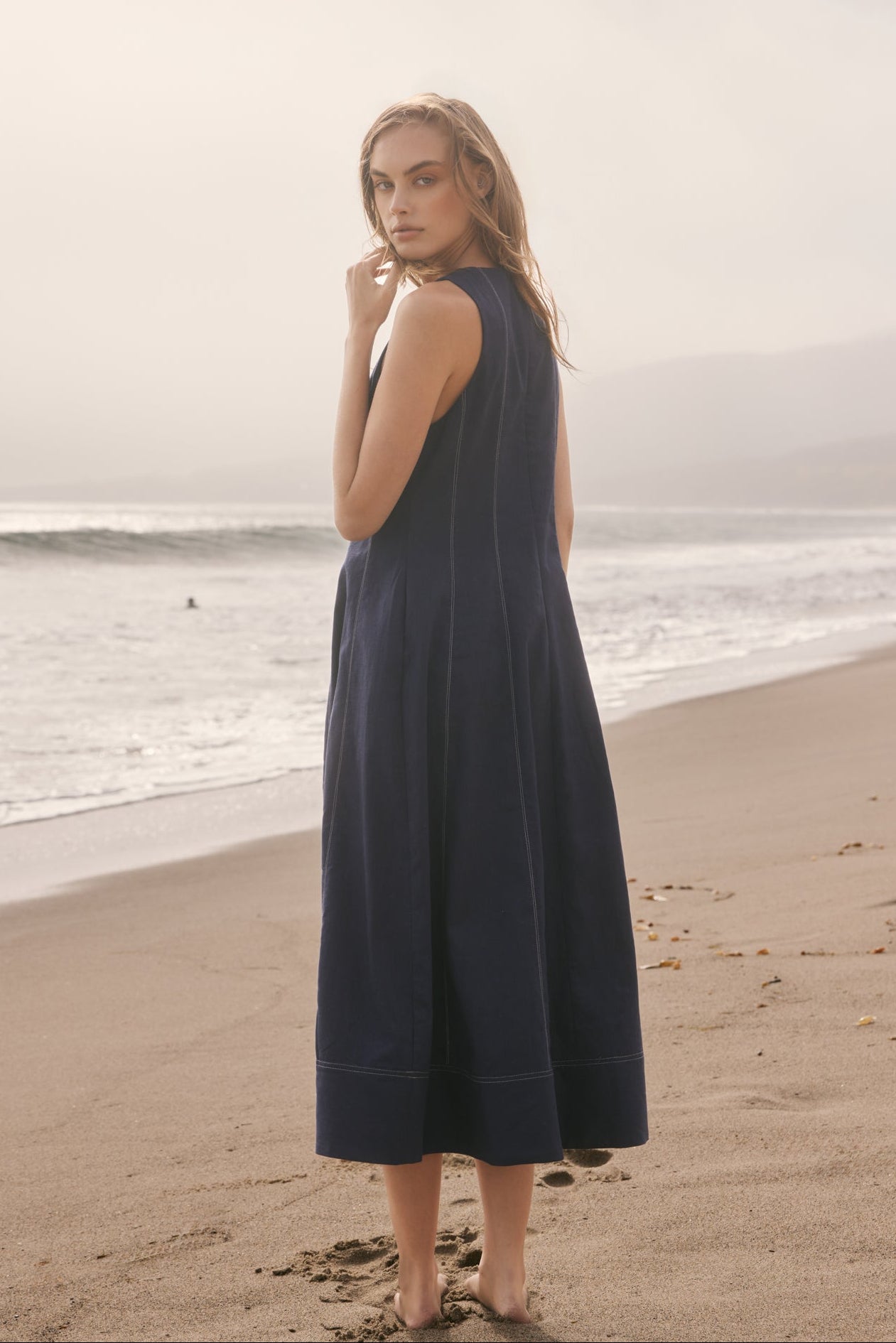 ENGLISH FACTORY - Linen Stitch Detail Midi Dress - DRESSES available at Objectrare