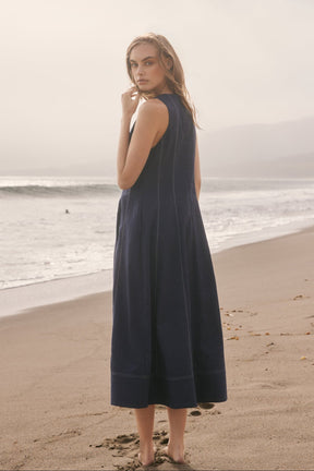 ENGLISH FACTORY - Linen Stitch Detail Midi Dress - DRESSES available at Objectrare