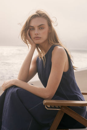 ENGLISH FACTORY - Linen Stitch Detail Midi Dress - DRESSES available at Objectrare