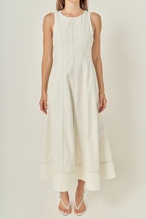 ENGLISH FACTORY - Linen Stitch Detail Midi Dress - DRESSES available at Objectrare