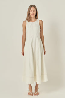 ENGLISH FACTORY - Linen Stitch Detail Midi Dress - DRESSES available at Objectrare