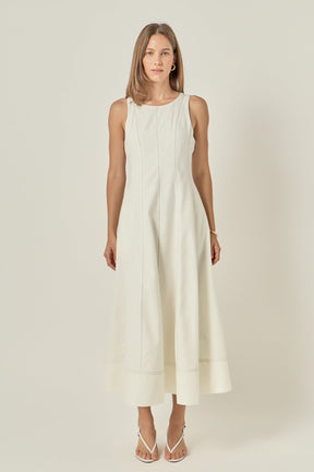 ENGLISH FACTORY - Linen Stitch Detail Midi Dress - DRESSES available at Objectrare