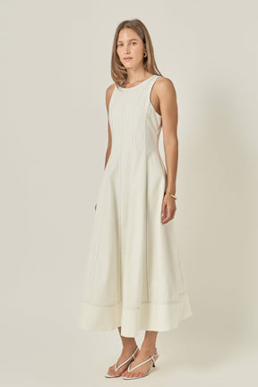 ENGLISH FACTORY - Linen Stitch Detail Midi Dress - DRESSES available at Objectrare
