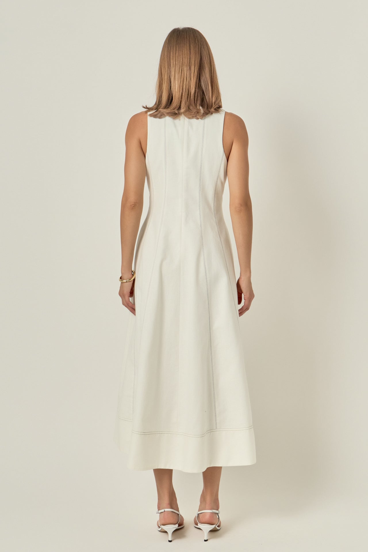 ENGLISH FACTORY - Linen Stitch Detail Midi Dress - DRESSES available at Objectrare